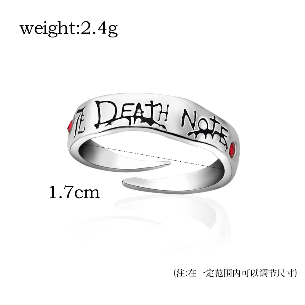 Death Note Yagami Light Alloy Ring Adjustable Unisex Cosplay Prop Fashion Jewelry Gift for Party